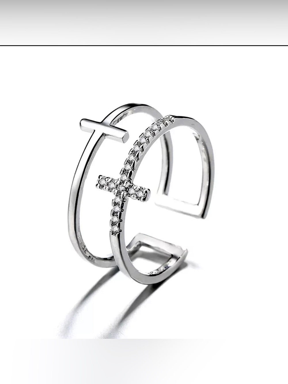 Etsy, silver plated double cross ring